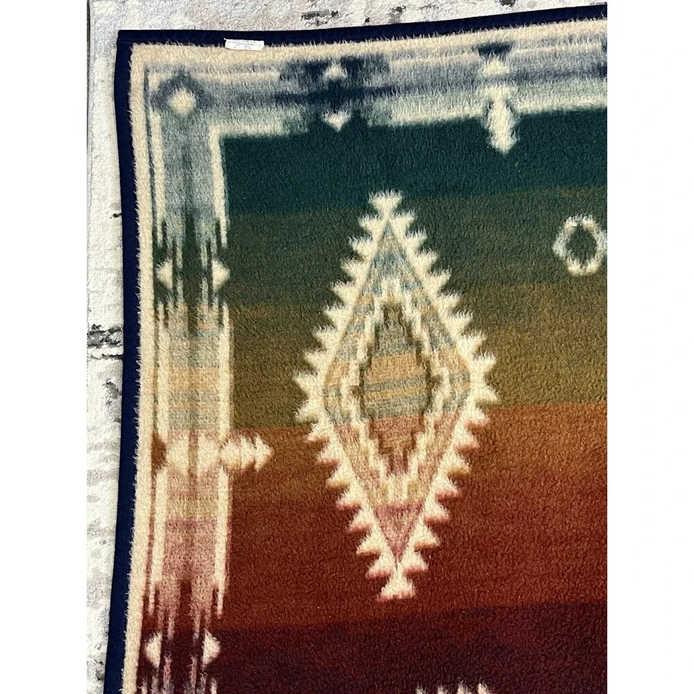 Vintage Beiderlack Blanket Aztec Colorful Reversible Southwest 76x54 Desert